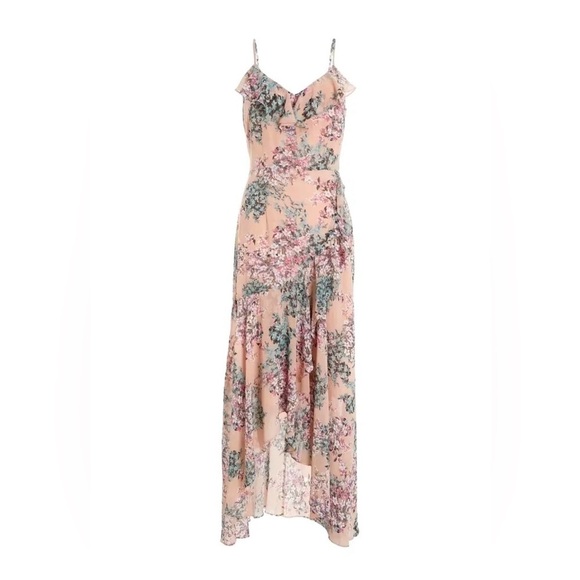 Quiz Women’s dress Size: 12 Color:Pink Chiffon Floral Maxi
Ruffle Dress. - Picture 4 of 7